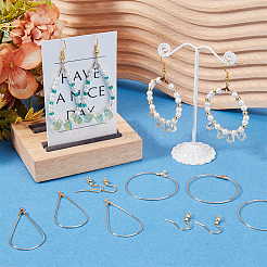 DIY Brass Wire Wrap Teardrop & Ring Dangle Earrings Making Kit&nbsp;DIY-BBC0001-94