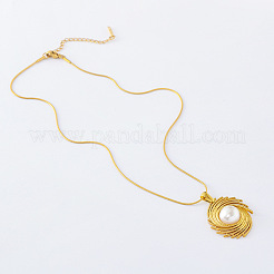 3Pcs Stainless Steel Pave Imitation Pearl Spiral Pendant Necklaces for Women&nbsp;KB7887