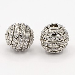 Hollow Round Brass Micro Pave Cubic Zirconia Beads&nbsp;ZIRC-D026-05