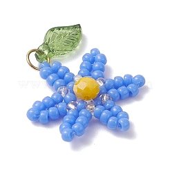 Glass Seed Beaded Flower Pendants&nbsp;PALLOY-TA00345-03