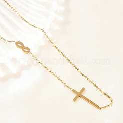 Religion 304 Stainless Steel Infinity Cross Link Chain Necklaces&nbsp;NJEW-H093-06G