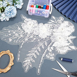 Flower Pattern Polyester Rhinestone Computerized Embroidered Appliques&nbsp;DIY-WH20050-16B