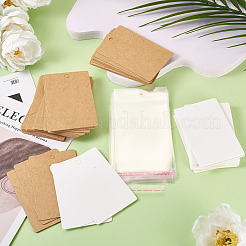 100Pcs 2 Colors Rectangle Paper One Pair Earring Display Cards with Hanging Hole&nbsp;CDIS-TA0001-41