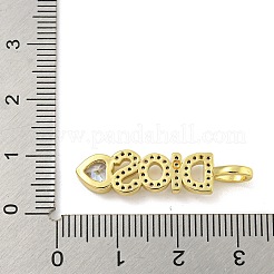 Word DIOS Rack Plating Brass Micro Pave Clear Cubic Zirconia Pendants&nbsp;KK-Z053-11G-02
