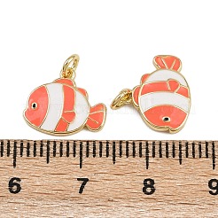 Brass Enamel Fish Charms&nbsp;KK-D424-11G