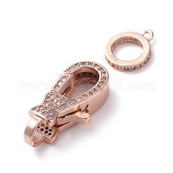 Brass Micro Pave Cubic Zirconia Lobster Claw Clasps&nbsp;ZIRC-G160-26RG