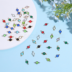 56Pcs 14 Colors 304 Stainless Steel with Glass Connector Charms&nbsp;STAS-DR0001-20