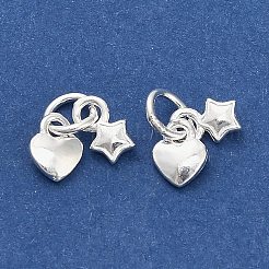 925 Sterling Silver Heart and Star Charms&nbsp;STER-P071-06S