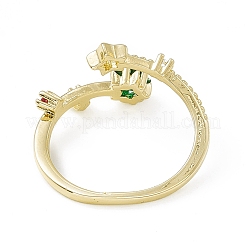 Colorful Cubic Zirconia Double Star Open Cuff Ring&nbsp;RJEW-F129-07G