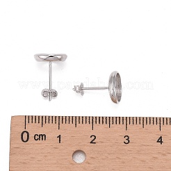 Anti-Tarnish Rhodium Plated 925 Sterling Silver Stud Earring Settings&nbsp;STER-F032-01P