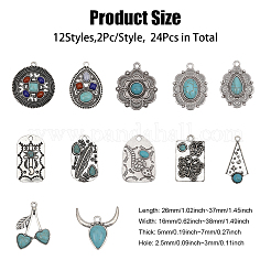 24Pcs 12 Style Synthetic Turquoise Pendants&nbsp;FIND-CA0008-21