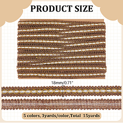 15 Yards 5 Colors Polyester Centipede Braided Wavy Ribbon&nbsp;OCOR-WR0002-16