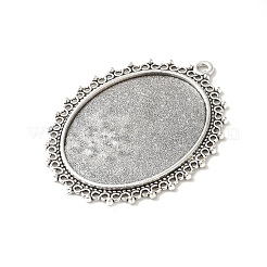 Tibetan Style Antique Silver Alloy Flat Oval Pendant Cabochon Settings&nbsp;TIBEP-M022-40AS