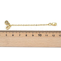 Brass Pave Clear Cubic Zirconia European Safety Chains with Charms&nbsp;KK-L236-15D-G