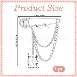 1Pc Star Alloy Hanging Chain Brooches&nbsp;JEWB-BM0001-05