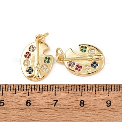 Brass Micro Pave Cubic Zirconia Pendants&nbsp;X-KK-K408-18G