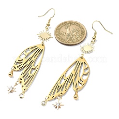 Sun & Butterfly Brass Chandelier Earrings&nbsp;EJEW-TA00360