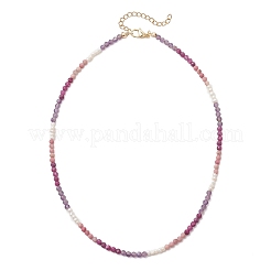 3.5MM Faceted Round Natural Amethyst & Rhodonite and Potato Natural Pearl Beaded Necklaces with 304 Stainless Steel End Chains&nbsp;NJEW-JN05974-02