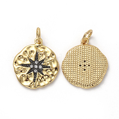 Brass Micro Pave Clear Cubic Zirconia Hammered Pendants&nbsp;KK-I658-65