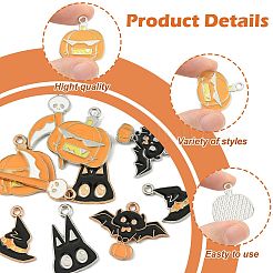 10Pcs 10 Styles Halloween Theme Alloy Enamel Pendants&nbsp;ENAM-FS0003-84