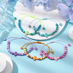 5Pcs Synthetic Gemston Braided Beaded Bracelets Sets&nbsp;BJEW-JB11016