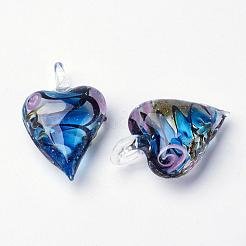 Handmade Gold Sand Heart Lampwork Pendants&nbsp;LAMP-R106-M3-B
