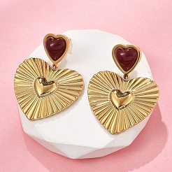 304 Stainless Steel Dangle Stud Earrings with Resin&nbsp;EJEW-V016-07G