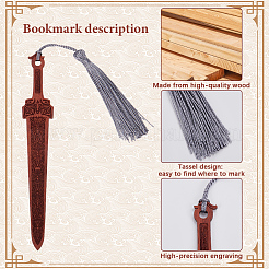 4Pcs 4 Colors Wood Sword Bookmarks&nbsp;AJEW-GF0010-69