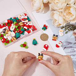 48Pcs 8 Styles Christmas Theme Opaque Resin Cabochons&nbsp;CRES-CA0001-23