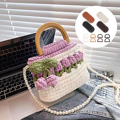 8Pcs 4 Colors Resin Bag Handles & 4Pcs 4 Colors Oval PU Leather Knitting Crochet Bags Nail Bottom Shaper Pads&nbsp;PURS-GL0001-04