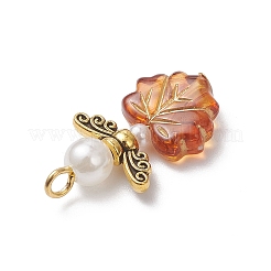 Transparent Acrylic Leaf with Alloy Wing Pendants&nbsp;PALLOY-JF04721