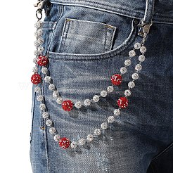 Polymer Clay Rhinestone Round Beaded Double Layer Pants Chains&nbsp;FS-WG9506A-01