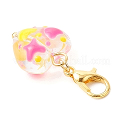 Handmade Glass Enamel Beads Heart Pendant Decorations&nbsp;HJEW-JM03591-01