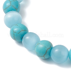 2Pcs Natural Howlite & Synthetic Turquoise Beads Stretch Bracelets&nbsp;BJEW-JB13286