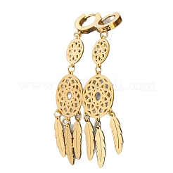 Woven Web 304 Stainless Steel Hoop Dangle Earrings&nbsp;FS-WG42220-01