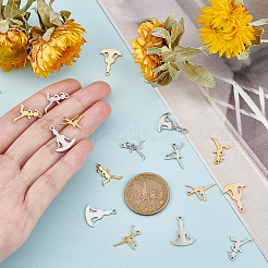 24Pcs 3 Style 201 Stainless Steel Laser Cut Pendants&nbsp;STAS-DC0001-66