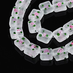 Handmade Frosted Lampwork Beads Strands&nbsp;LAMP-N021-38F