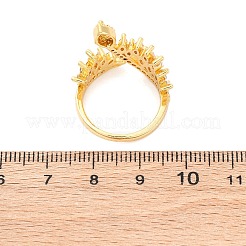 Brass Micro Pave Clear Cubic Zirconia Cuff Rings for Women&nbsp;RJEW-U047-23G