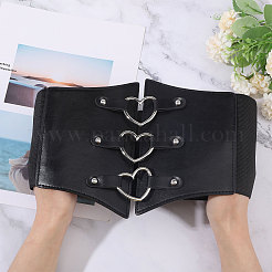 PU Leather Wide Elastic Corset Belt with Alloy Heart Buckle&nbsp;AJEW-WH0007-26