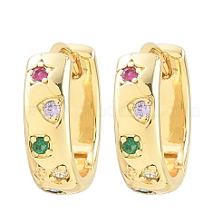 Brass Micro Pave Cubic Zirconia Hoop Earrings&nbsp;KK-CBA8324-01G