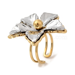 Adjustable 304 Stainless Steel Cuff Open Rings for Women&nbsp;RJEW-C150-01GP