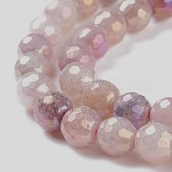 Round Natural Electroplated Strawberry Quartz Beads&nbsp;G-P447-B04-01