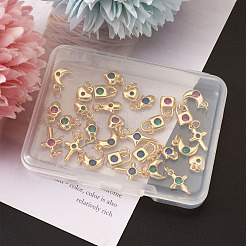 Brass Micro Pave Cubic Zirconia Charms&nbsp;ZIRC-TA0001-15G