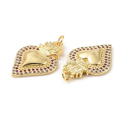 Rack Plating Brass Micro Pave Cubic Zirconia Pendants&nbsp;X-KK-C021-11G