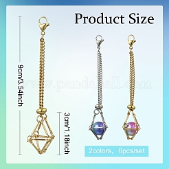 6Pcs 2 Colors 304 Stainless Steel Macrame Pouch Pendant Decorations&nbsp;HJEW-YW00203