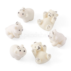 6Pcs 3 Styles Flocky Opaque Resin Pendants&nbsp;RESI-TA0005-34