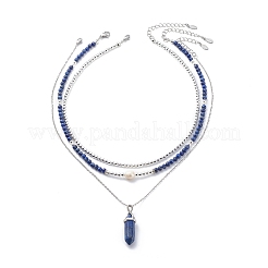 3Pcs 3 Style Natural Gemstone & Pearl & Synthetic Hematite Beaded Necklaces Set&nbsp;NJEW-JN04028