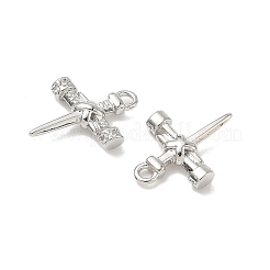 Brass Micro Pave Clear Cubic Zirconia Pendants&nbsp;KK-L254-12P