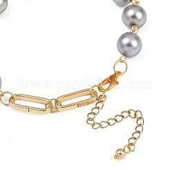 3Pcs 3 Colors Glass Pearl Round Beads Link Bracelets for Women&nbsp;BJEW-JB12051