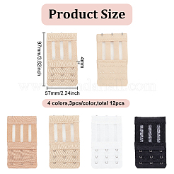 12Pcs 4 Colors Microfiber 3 Rows x 3 Hooks Underwear Bra Extenders&nbsp;FIND-BC0004-94